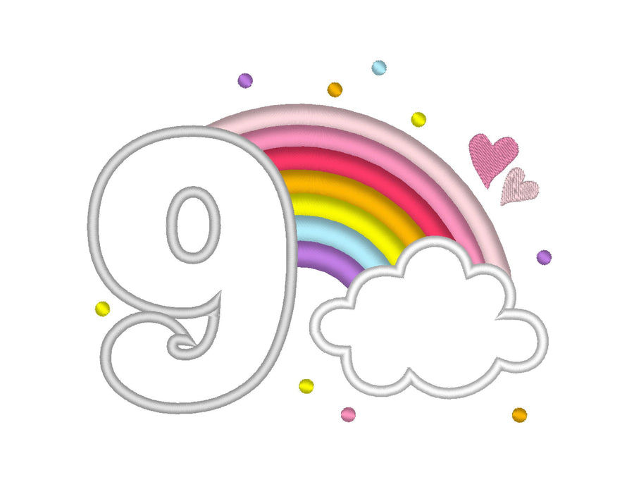 Cute Rainbow Birthday Number 9