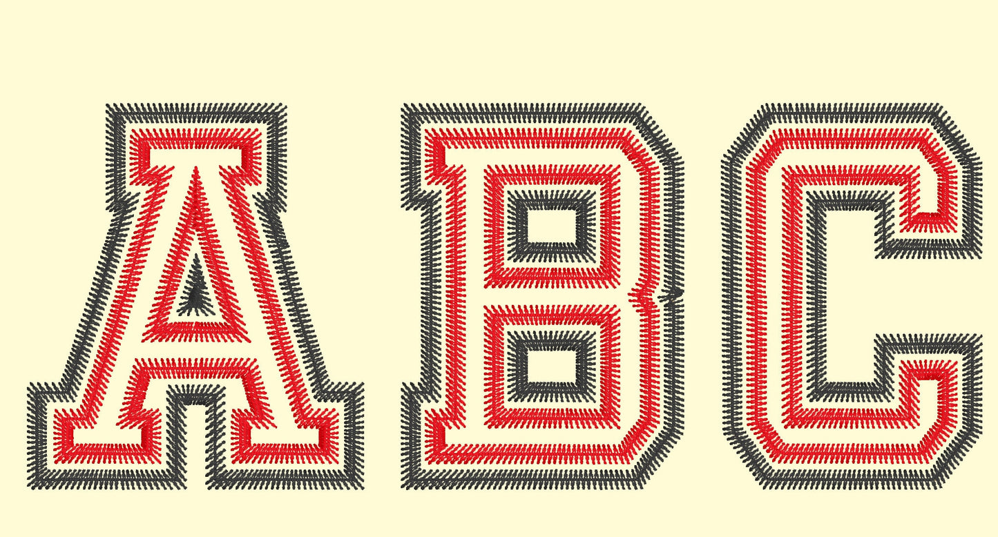 Mini Zig Zag Outline Double Applique Font