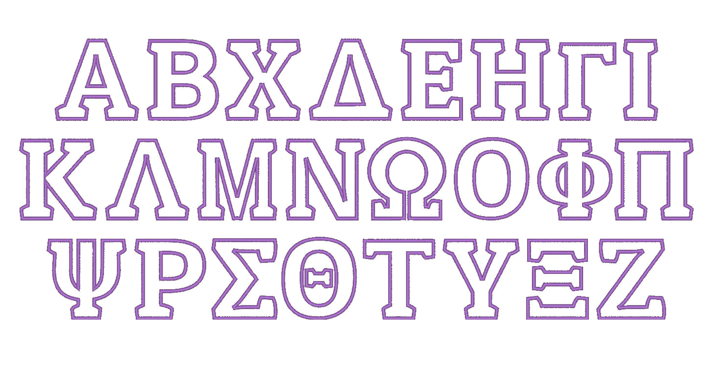 Fraternities Sororities Greek Font Applique