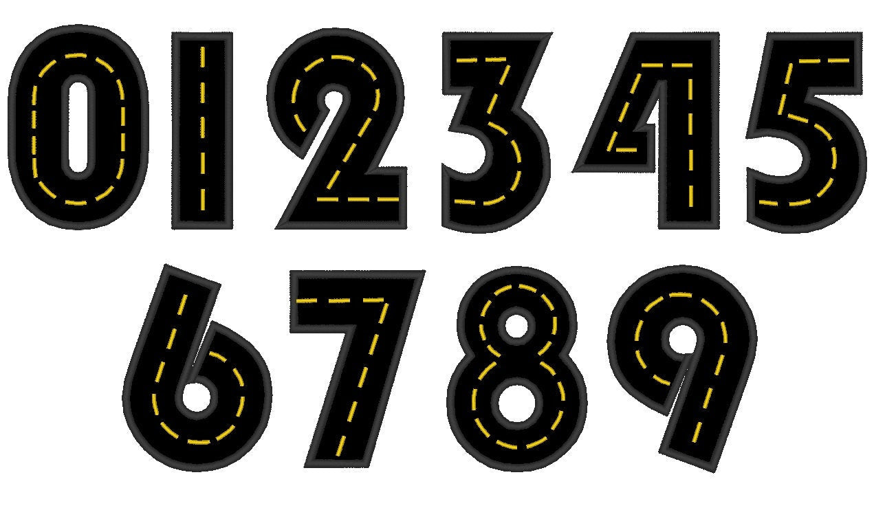 Road Birthday Numbers Applique