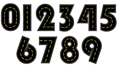Road Birthday Numbers Applique