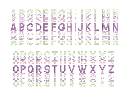 Stacked Font satin stitch and outline trend alphabet letters awesome