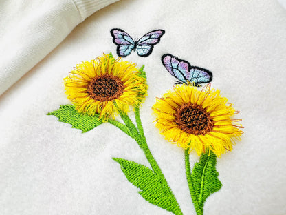 Two Fringed Sunflower and Butterfly