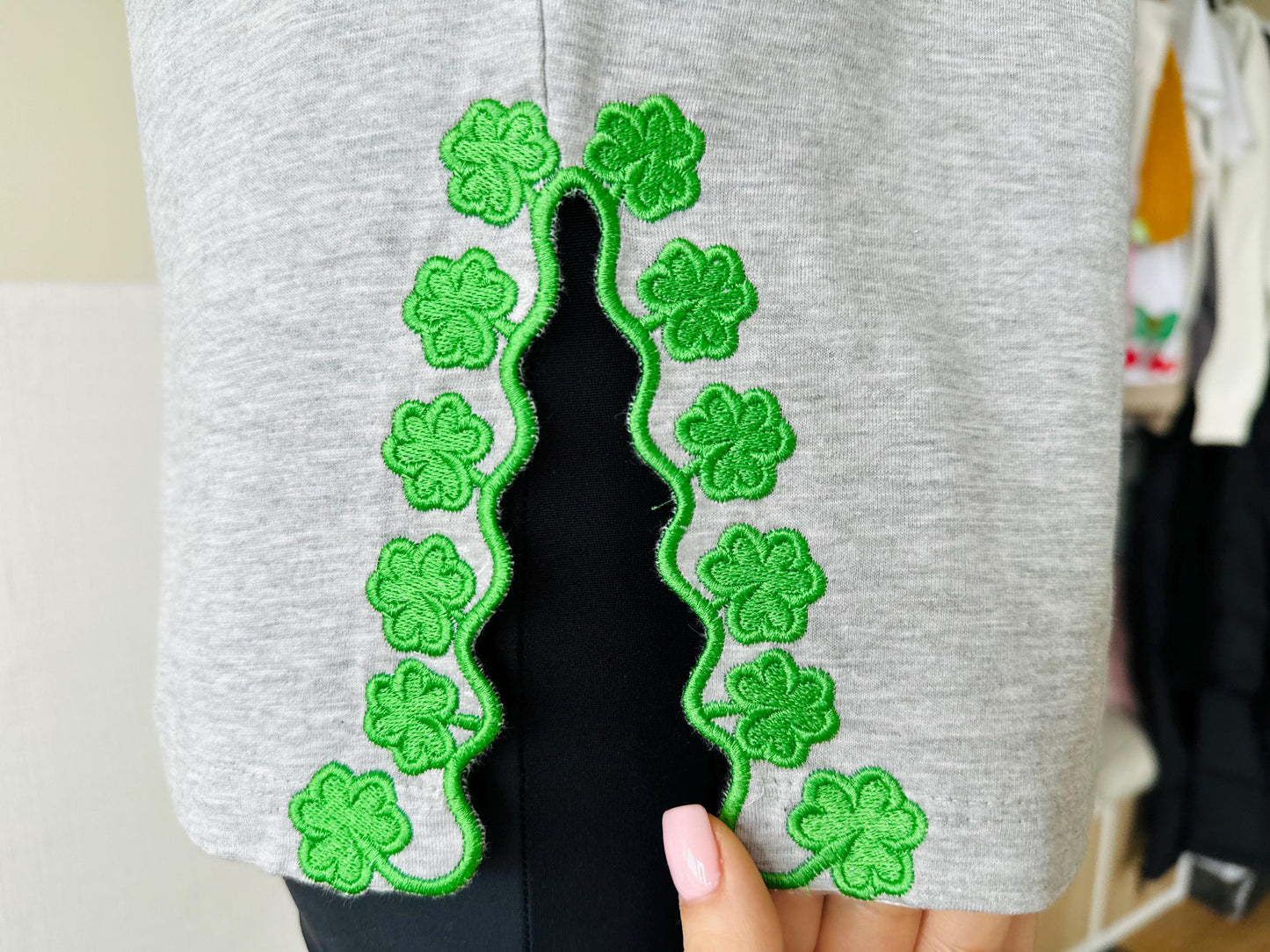 Shamrock Clover Scalloped Split Side Seam