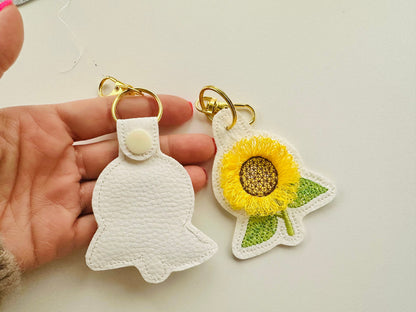 Sunflower Key Fob Snap Tab And Eyelet