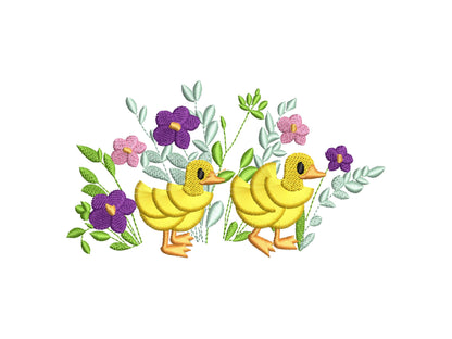 Fringed Little Ducks Floral Garden