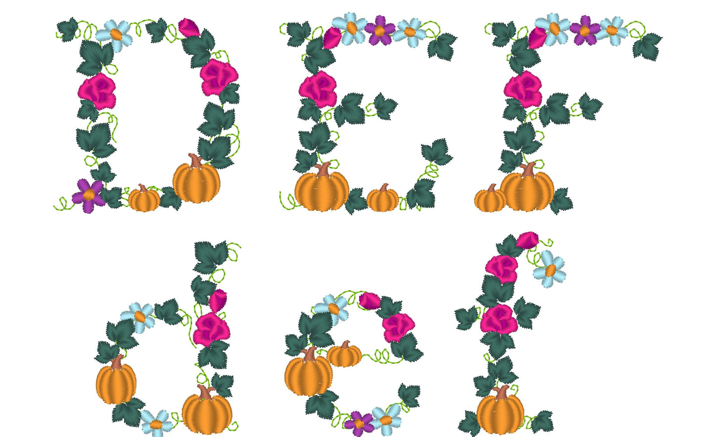 Fall Thanksgiving Pumpkin Floral Font
