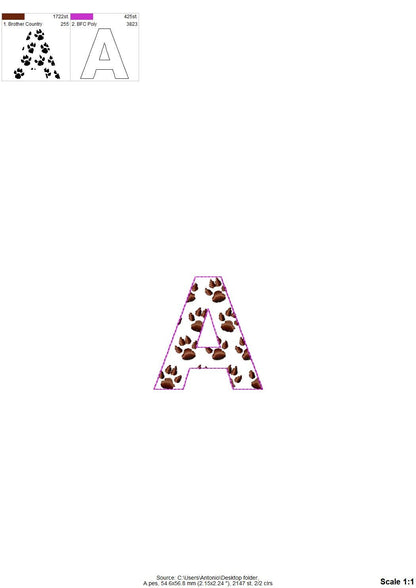 Dog Puppy Paw Patterned Font