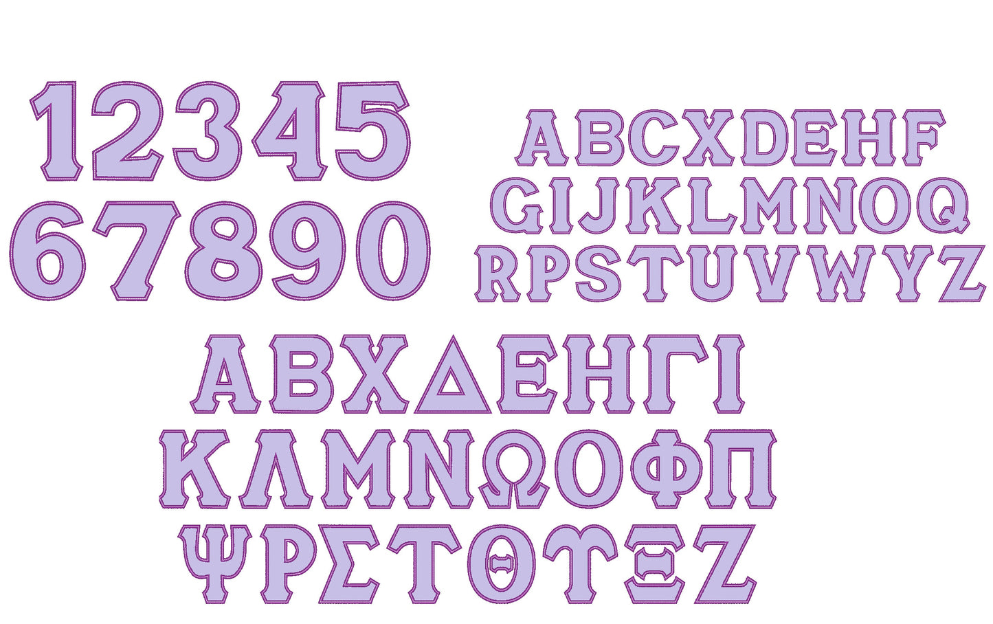 Regular English and Sororities Greek Font Set