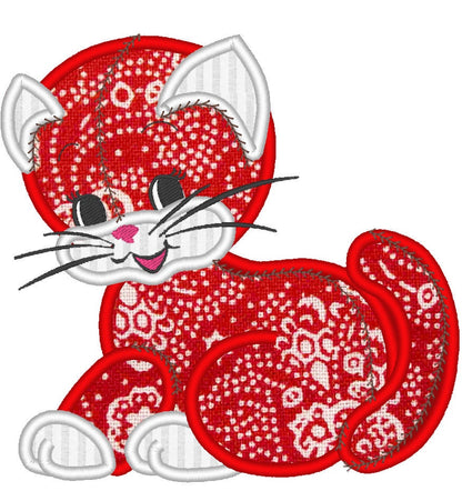 Quilt Raggedy edge applique kitty cat and puppy toy applique machine