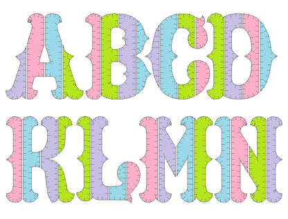 Patchwork Rag Edges Applique Font