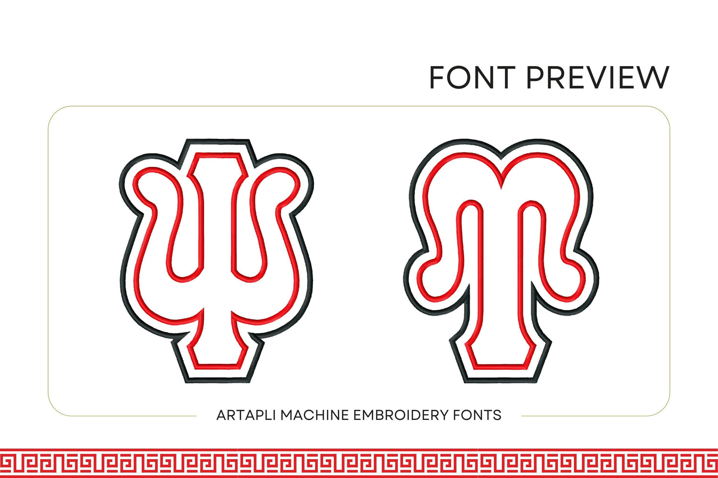 Two layers Double Applique Tall Greek FONT sororities fraternities