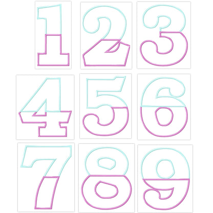 Wide Satin Stitch Split Birthday Numbers Applique