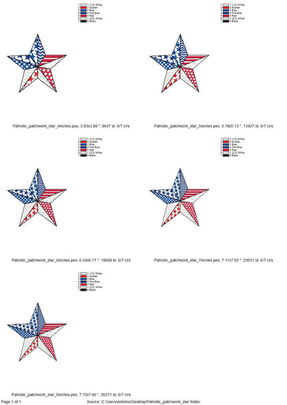 Patchwork US flag Patriotic Star outline stars and stripes patterned