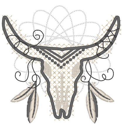Tribal Cow Skull Applique