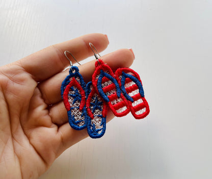 Summer flip flops earrings charm pendant FSL freestanding lace machine