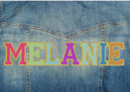 Faux Chenille Glitter HTV Athletic Font