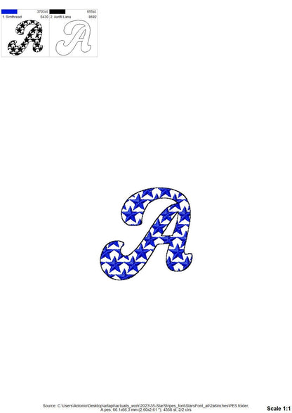 Patriotic Stars And Stripes Cursive Font