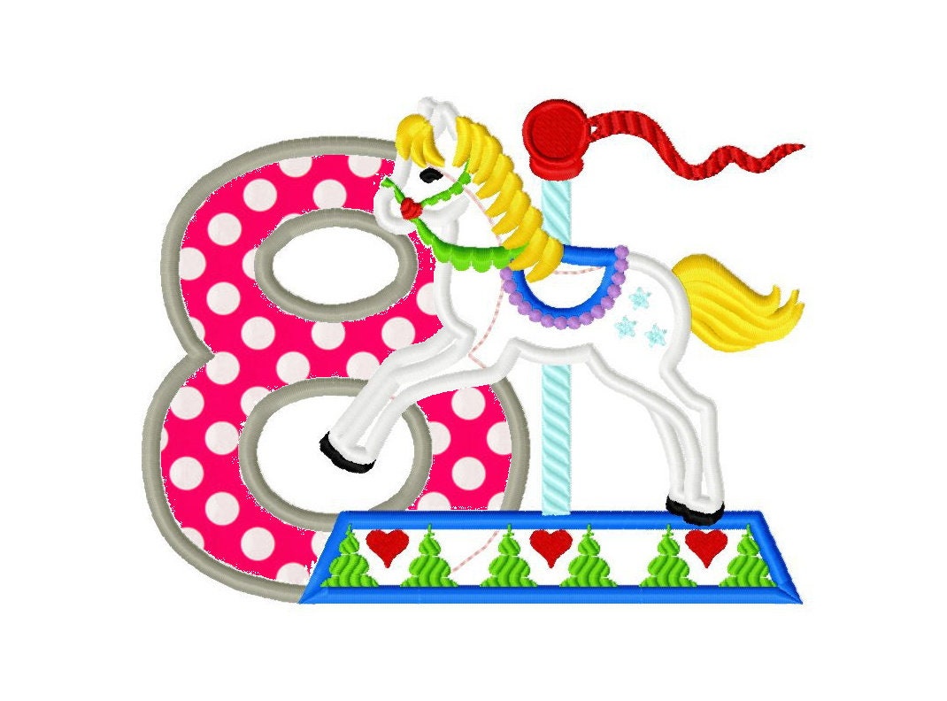 Carousel Rearing Horse Birthday Numbers