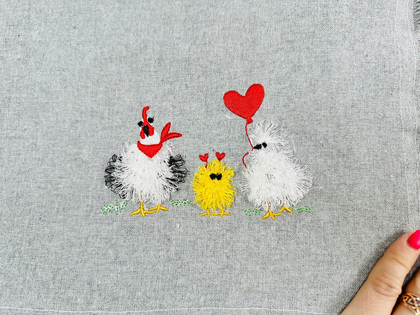 Valentine Fringed Chicken Family