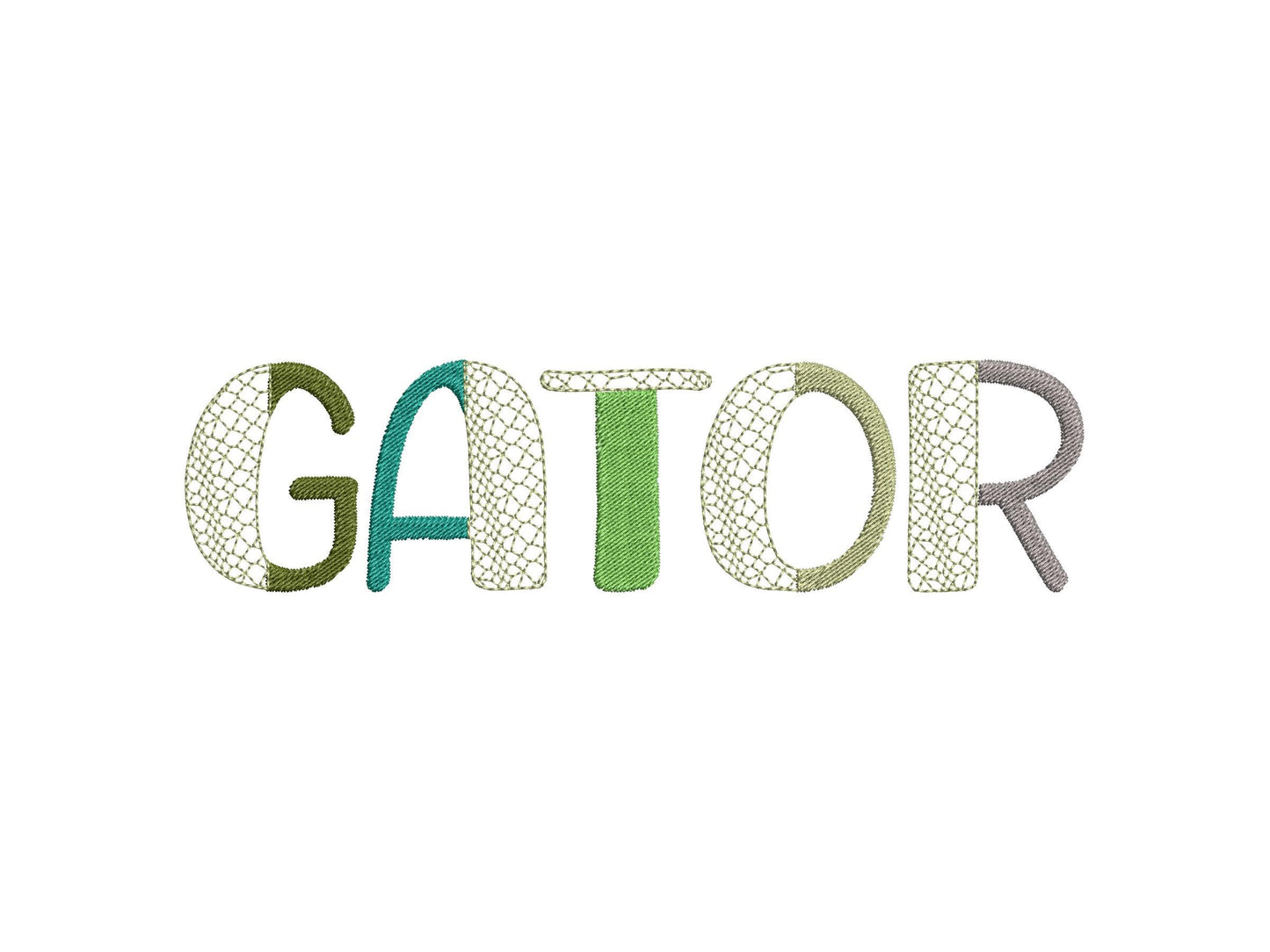 Split Font Crocodile Alligator print and fill stitch Duo font 2 colors