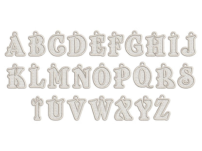 Lace Monogram Font Charm Earrings FSL