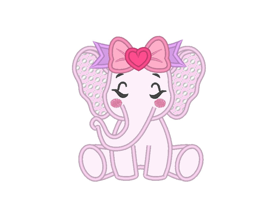 Little Elephant Girl with Bow Applique