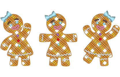 Gingham Christmas Gingerbread Man Trio