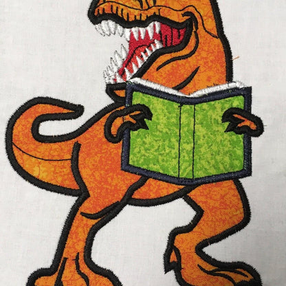 Dinosaur Reading Book Applique