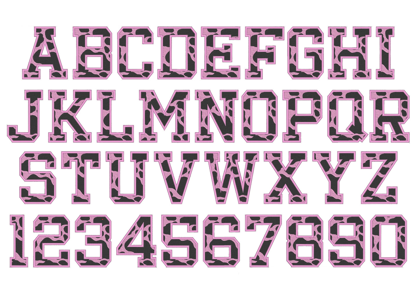 Cow Spots Patterned Fill Stitch Block Font