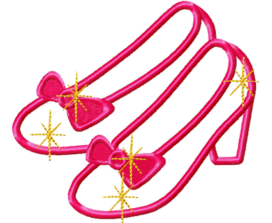 Sparkling Ruby Red Slippers Applique