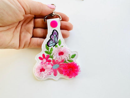 Fringed Flower Floral Butterfly Keychain