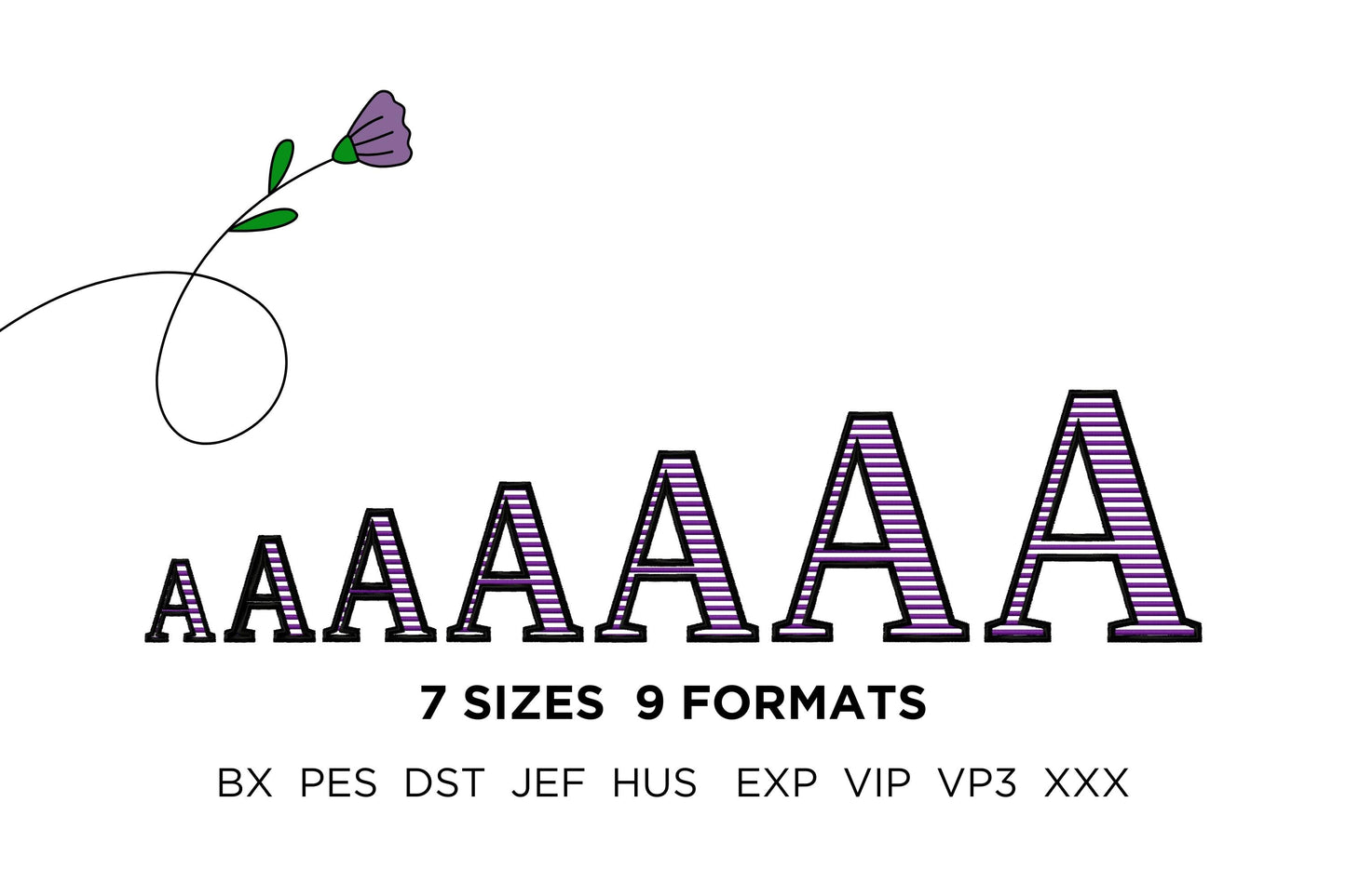 Block Striped Font Satin Stitch