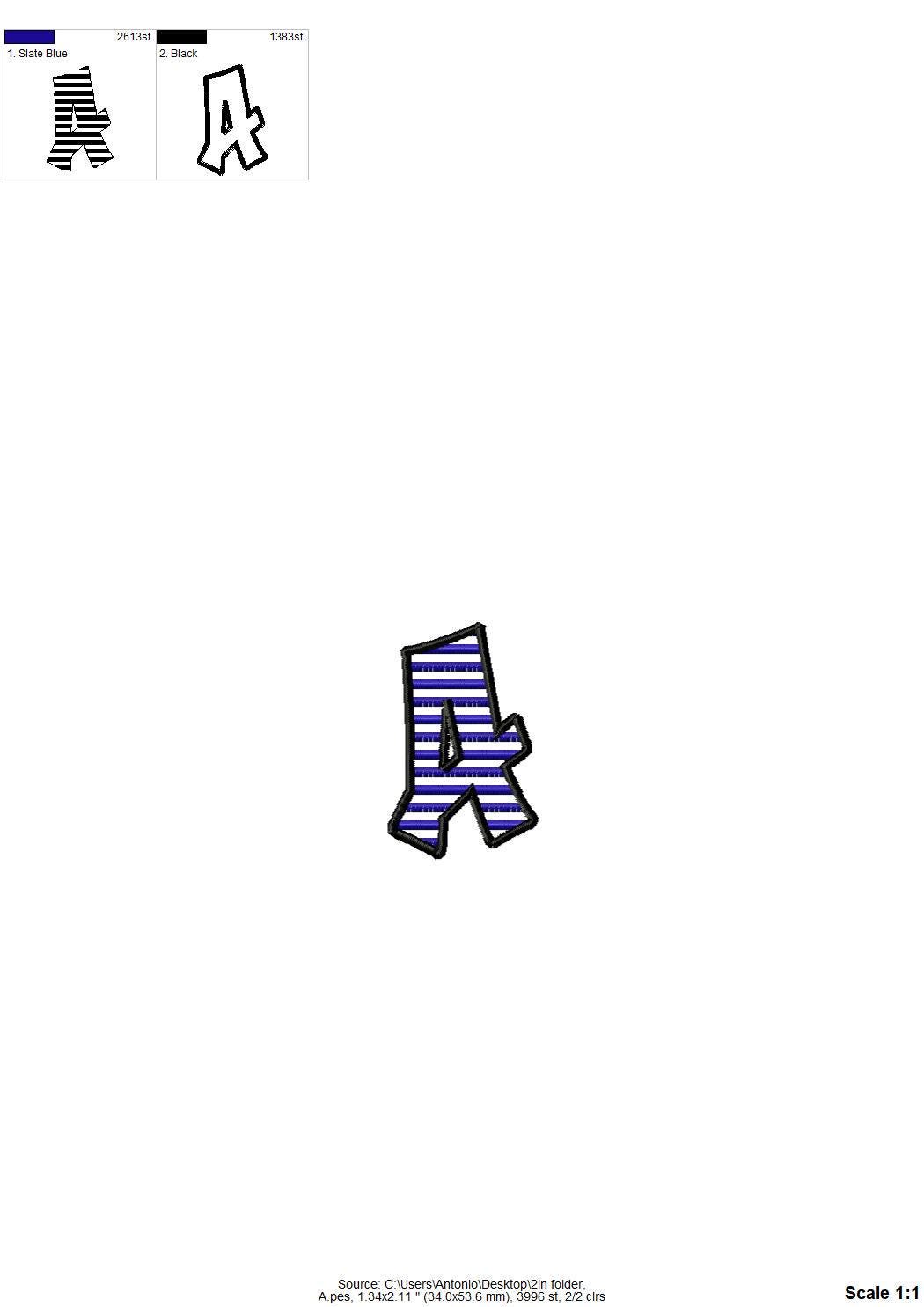 Striped Street Font satin stitch alphabet monogram letters Graffiti