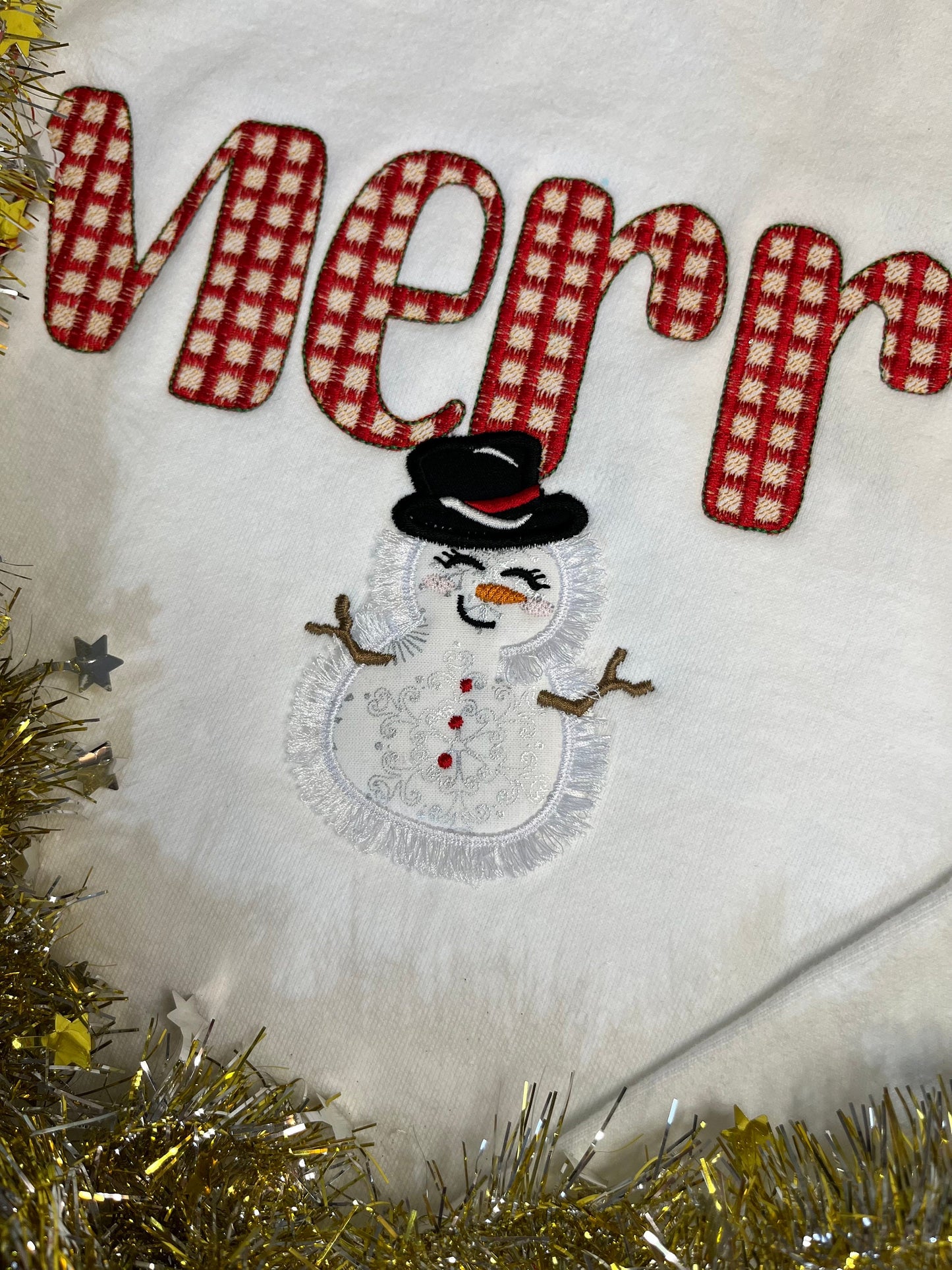 Fringed Snowman Applique