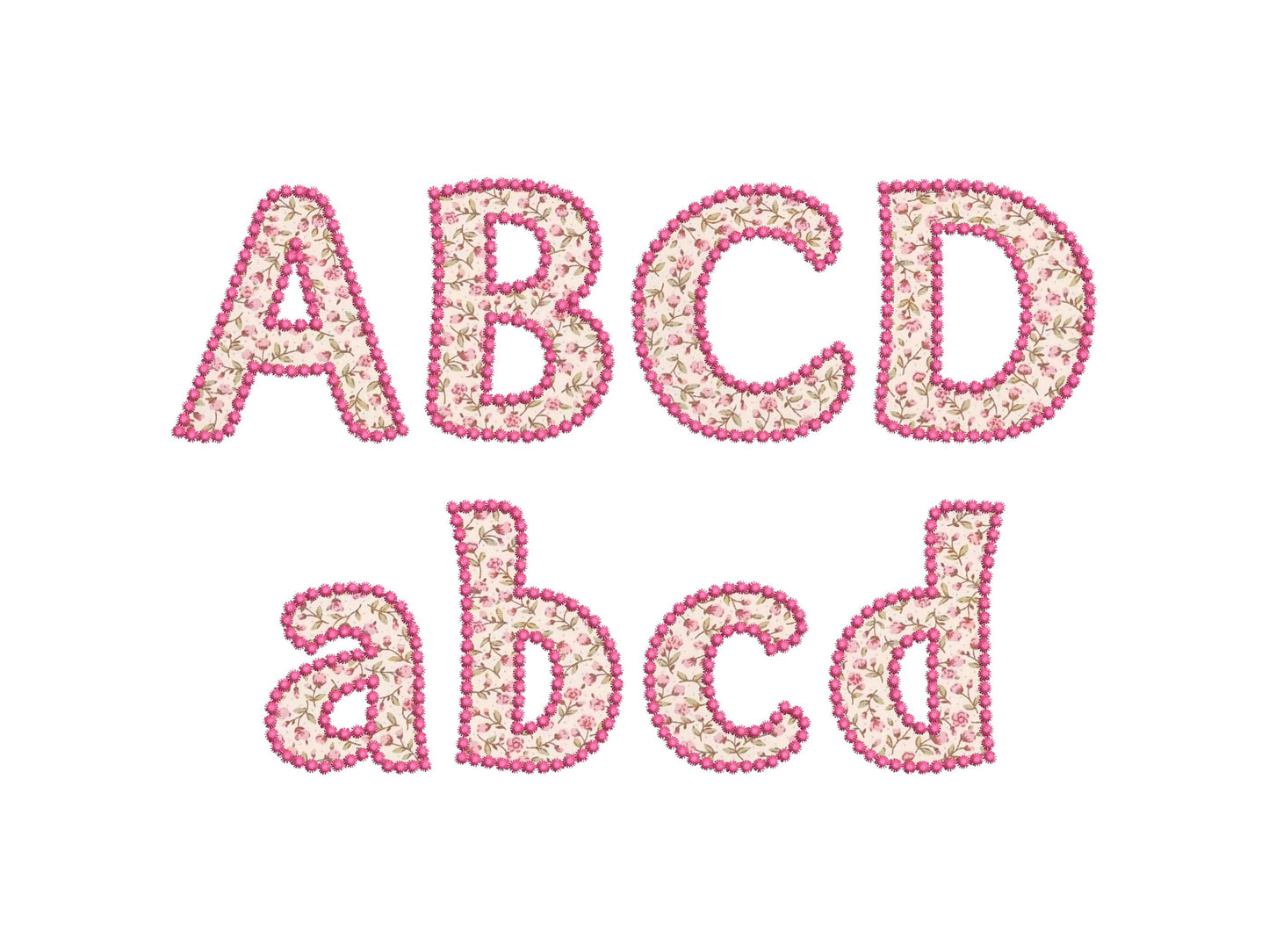 Pearl Stitch Outline Applique Font