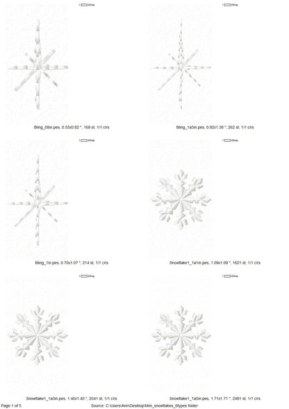 Snowflake Set of 5 and Bling Sparkle