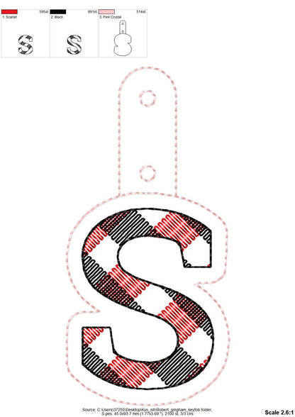 Christmas Gingham Monogram Keychain