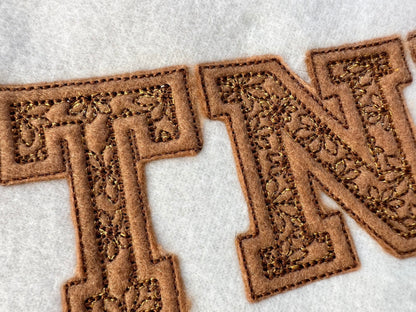 Floral Fill Light Stitch 2 Outlines Varsity Font