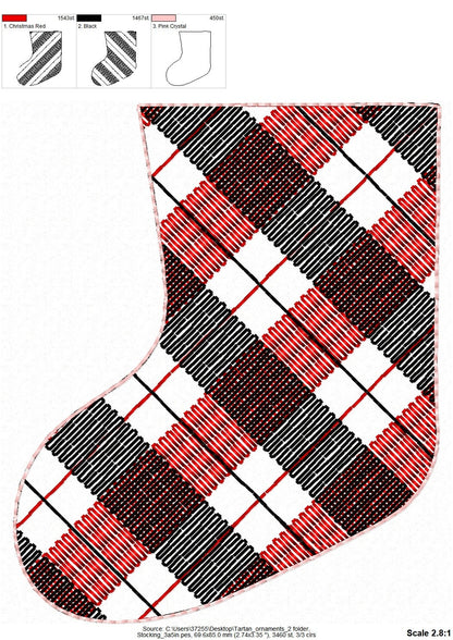 Gingham Plaid Christmas Tree Ornaments ITH