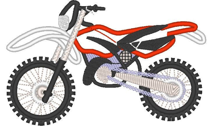 Bike Motorbike Applique and Fill Stitch