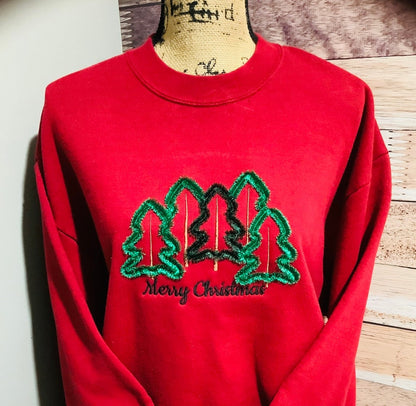 Fringed Christmas Tree Outline 3 In A Row