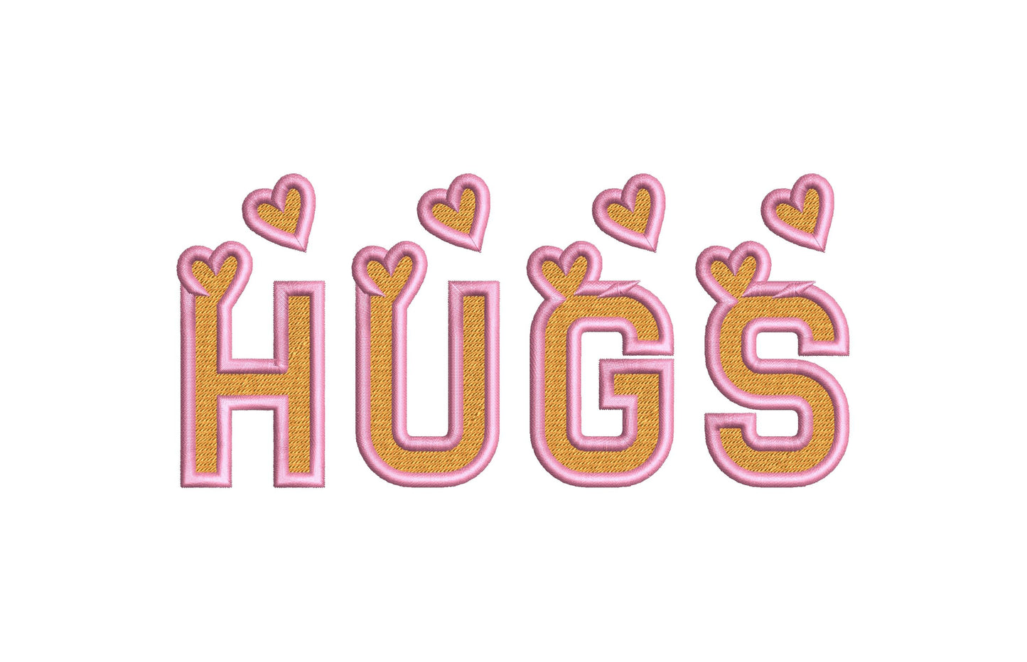 Heart Monogram FONT fill stitch and satin outline alphabet SET of 2