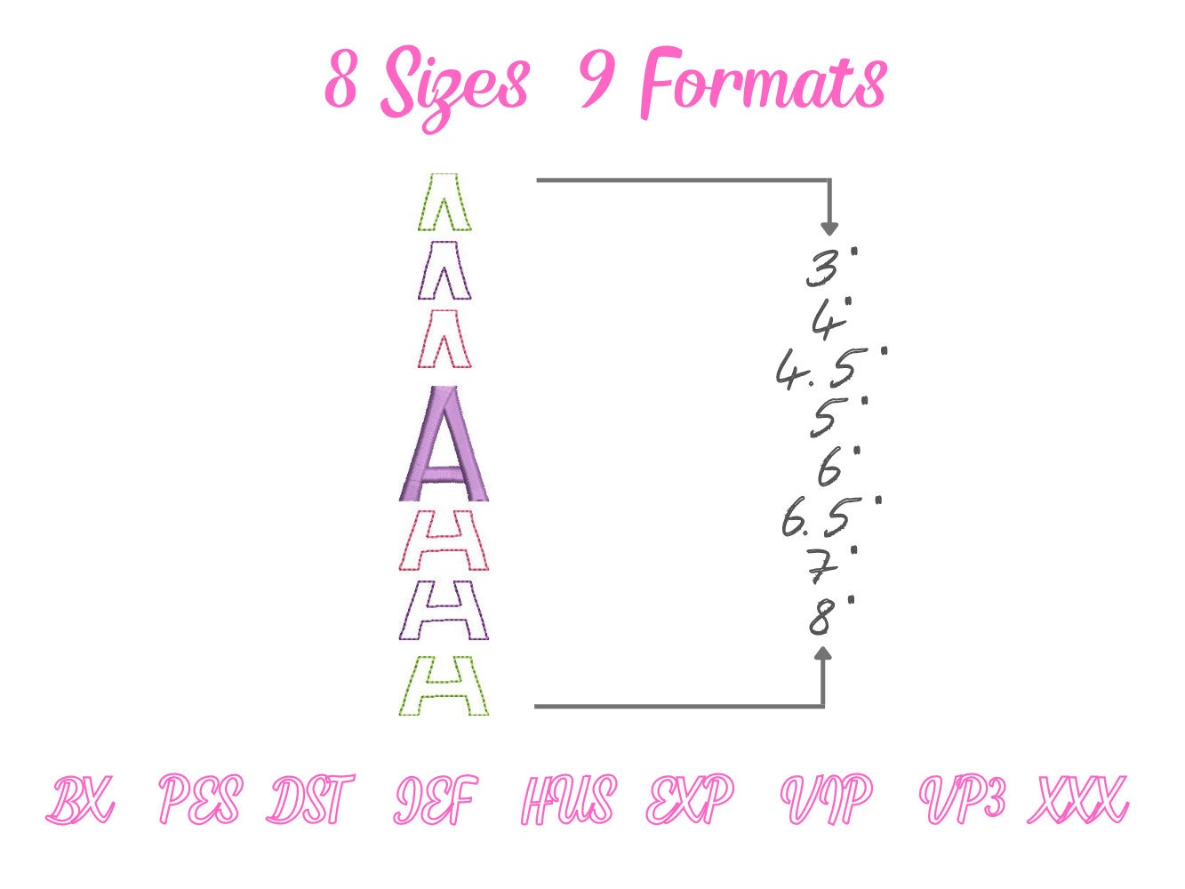 Stacked Font satin stitch and outline trend alphabet letters awesome