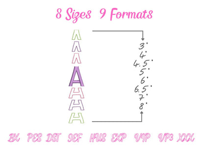 Stacked Font satin stitch and outline trend alphabet letters awesome