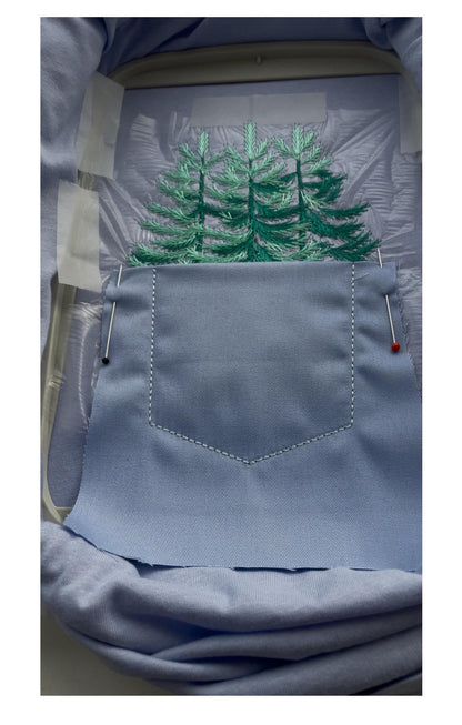Genuine Pocket with Christmas Tree ITH