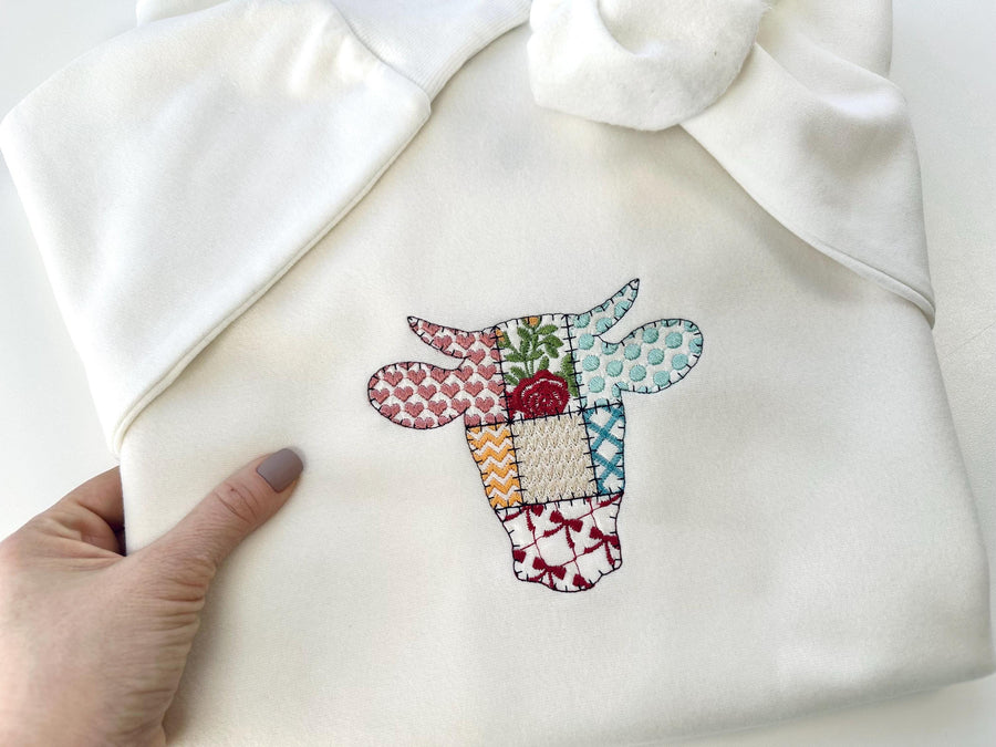 Patchwork Patterned Cow Head