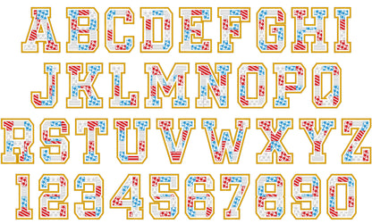 Patchwork Patriotic Patterned Font Applique