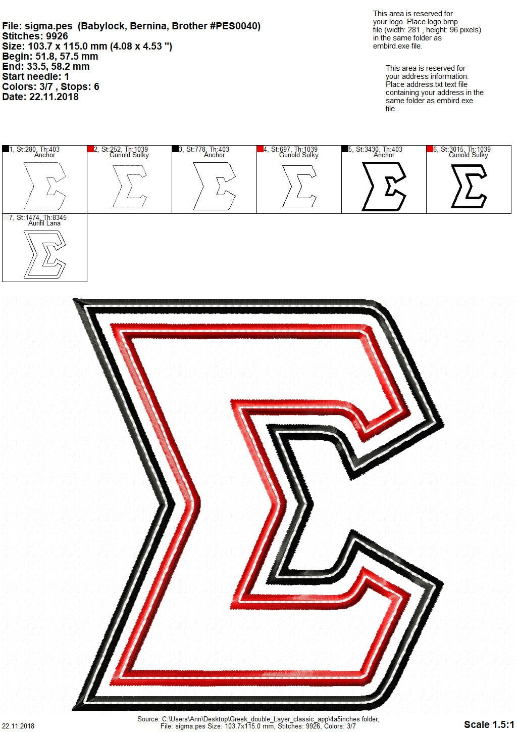 Sororities Greek 2 Layers and Top Stitch Font