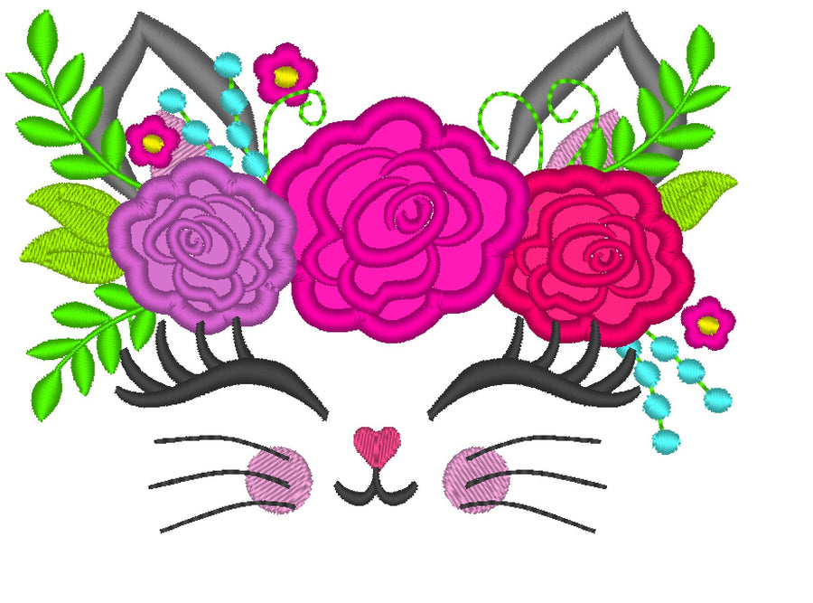 Kitty Face with Shabby Chic Rose Crown